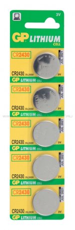 Батарейки GP Lithium CR2430 (CR2430-C5) комплект - 5 штука, блистер 10/100