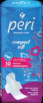 Женские гигиенические прокладки PERI Compact Soft Normal 10 шт (хлопок)_1231