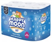 Туалетная бумага Happy Moon 2 слойная 12 рулонная 
