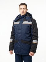 Куртка зимняя Модель-305, темно-синяя с черным