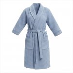 Банный вафельный халат Модель-404, светлый серо-голубой