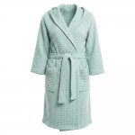 Банный вафельный халат с капюшоном Модель-403, серая мята