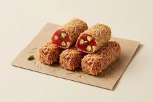 Рахат-лукум ролл «пальчик» с фисташкой, в обсыпке из кадаифа
