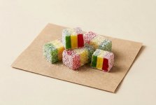 Рахат-лукум фруктовые кубики трёх цветов