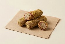 Рахат-лукум ролл с миндальным кремом, в обсыпке из кукурузных хлопьев
